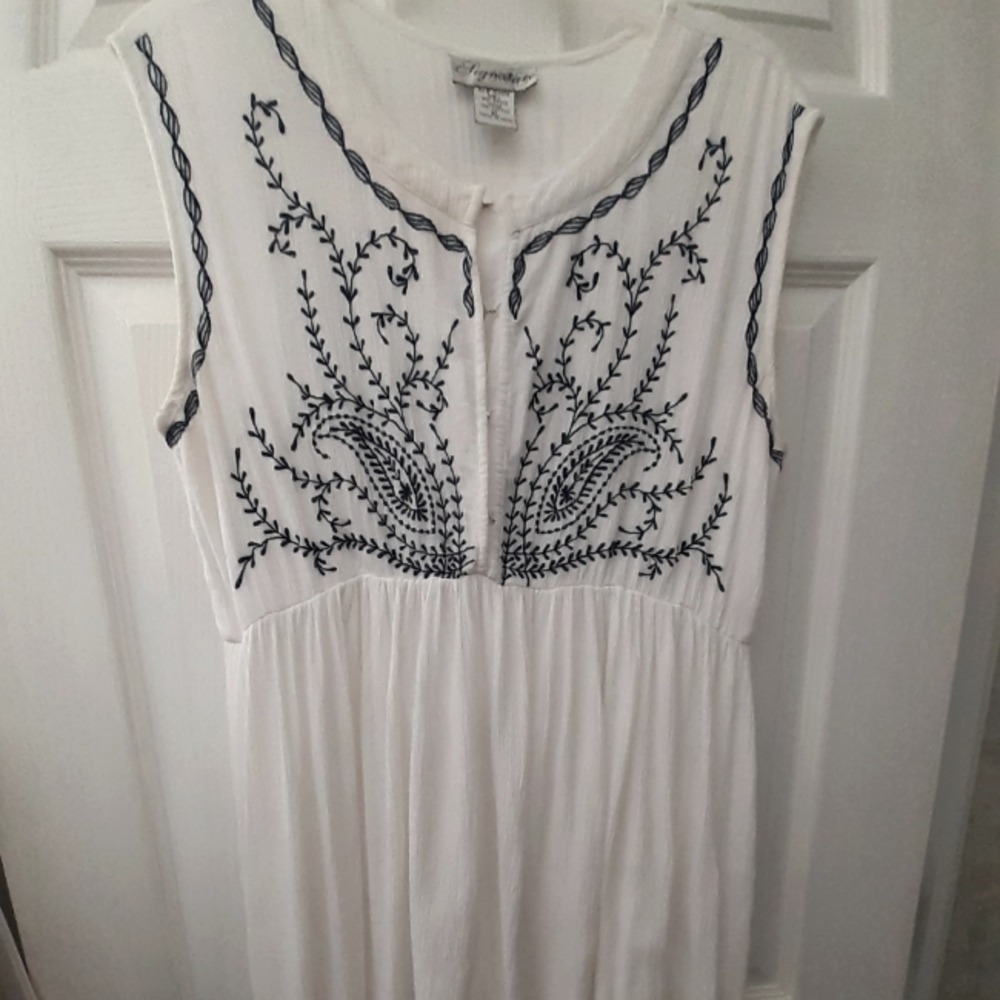 JMB Signature White Lined Dress Sz XL 100 Rayon Lining 100 Cotton